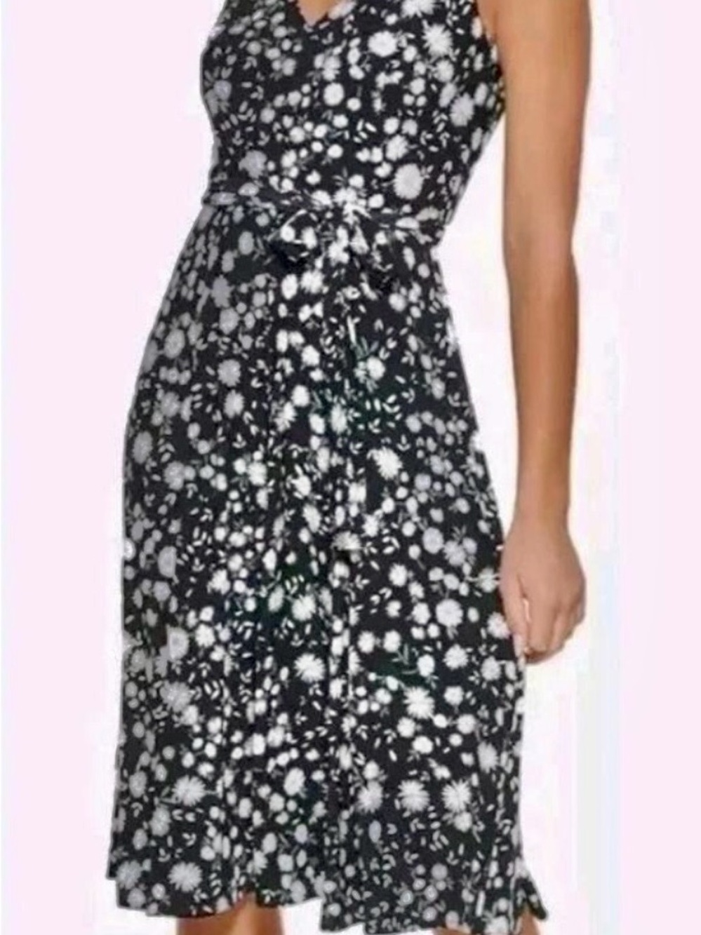Tommy Hilfiger Wind Blown Daisy Navy V-Neck Midi Jersey Dress 8 Career Dinner - Picture 8 of 8